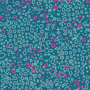 Pebbles - pink and grey on teal