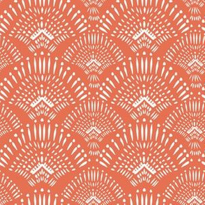 6" Bright Coral Boho Print