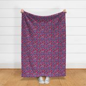 Scandi Daisy Patch Floral in Blue + Red