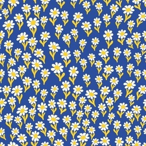 Scandi Sunflower Floral in Blue + Yellow