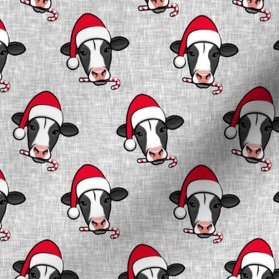 Christmas Cows - Holstein cow with Santa hat - grey - LAD20