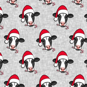Christmas Cows - Holstein cow with Santa hat - grey - LAD20