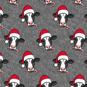 Christmas Cows - Holstein cow with Santa hat - dark grey - LAD20