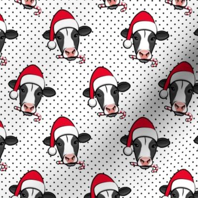 Christmas Cows - Holstein cow with Santa hat - black polka dots - LAD20