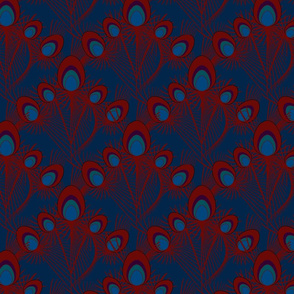 Red and blue deco feathers