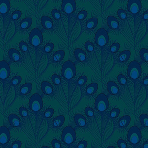 Green and blue deco feathers