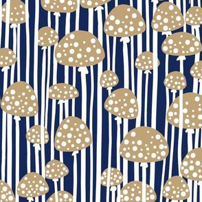 Skinny Mini Mushrooms | Mushroom/Navy w Dots