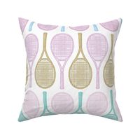 Watercolor Tennis Rackets Large Racquets // Pastel Sports Game Fabric