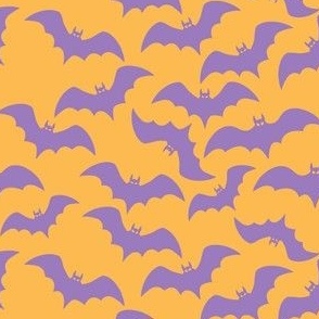 Purple Bats on Pumpkin Orange