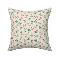 Little Cherry love garden fruit and leaves nursery design pale cream sand green mauve