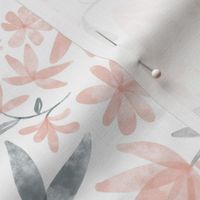 Soft watercolor flowers with white background