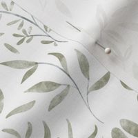 Soft watercolor greenery with white background