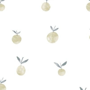 Soft watercolor green fruits with white background