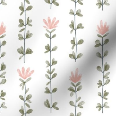 Soft watercolor vertical flowers with white background