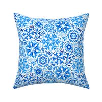 Geometric Winter Blooms in Monochrome Blue and White - small