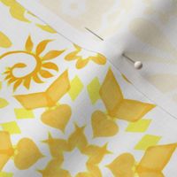 Geometric Summer Blooms in Monochrome Yellow and White - large 