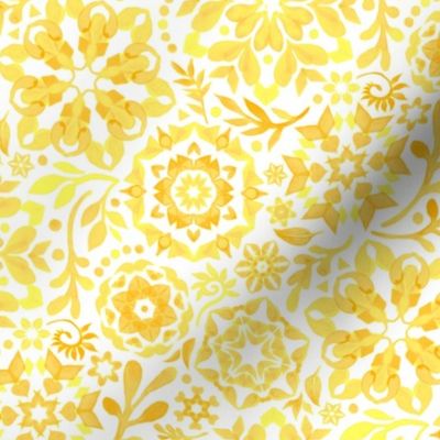 Geometric Summer Blooms in Monochrome Yellow and White - small
