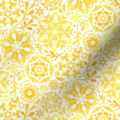 Geometric Summer Blooms in Monochrome Yellow and White - tiny