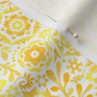 Geometric Summer Blooms in Monochrome Yellow and White - tiny