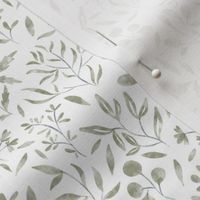 Soft watercolor greenery with white background_Small scale