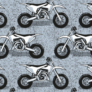 Normal scale // Motocross // monochromatic pastel blue background and motorcycles 