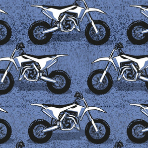 Normal scale // Motocross // monochromatic denim blue background and motorcycles 