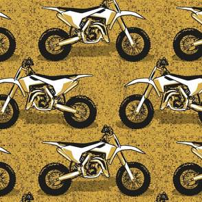 Normal scale // Motocross // monochromatic yellow background and motorcycles 