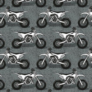 Small scale // Motocross // grey green background black white and grey motorcycles