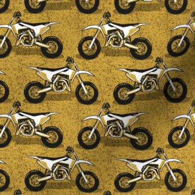 Small scale // Motocross // monochromatic yellow background and motorcycles 