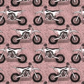 Small scale // Motocross // monochromatic blush pink background and motorcycles 