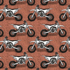 Small scale // Motocross // light siena brown background black white and grey motorcycles