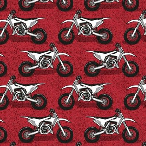 Small scale // Motocross // red background black white and grey motorcycles