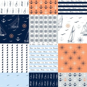 Sailing wholecloth patchwork blanket 