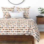 LARGE fall gnomes fabric - tomten fabric, pumpkin spice coffees and donuts - buffalo plaid orange