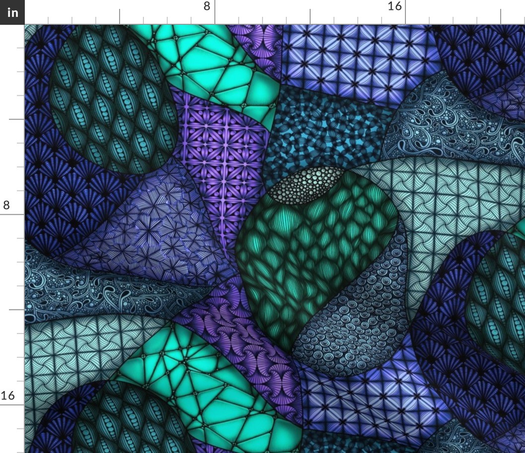 Patchwork Patterns--green and purple