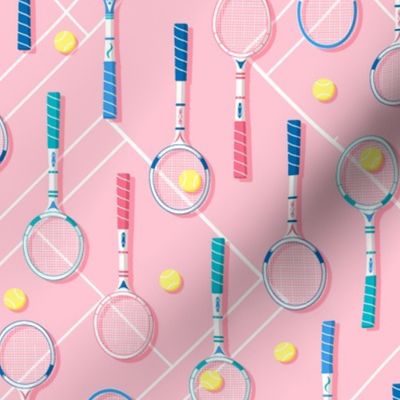 Retro Tennis Racquets Pink 80s