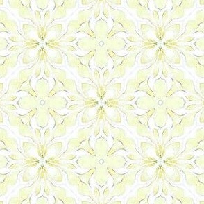 Yellow floral Moroccan tile small from Anines Atelier.  Use the design for yellow backsplash and kitchen walls