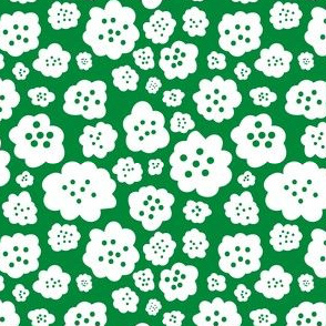 Puffy Scandi Floral in Green + White
