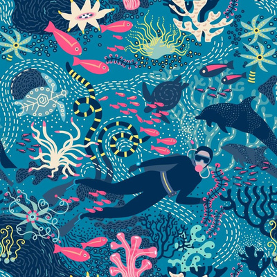 Scuba Diving Fabric, Wallpaper and Home Decor | Spoonflower