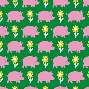 Happy Little Pink Pig Floral