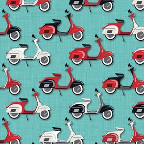 Vespas Galore *Red on Aqua 50%