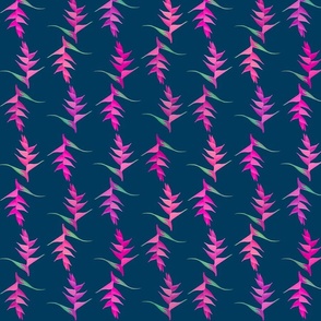 Flower Stripe Pink on Navy