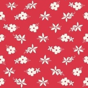 Swedish floral strawberry red and white