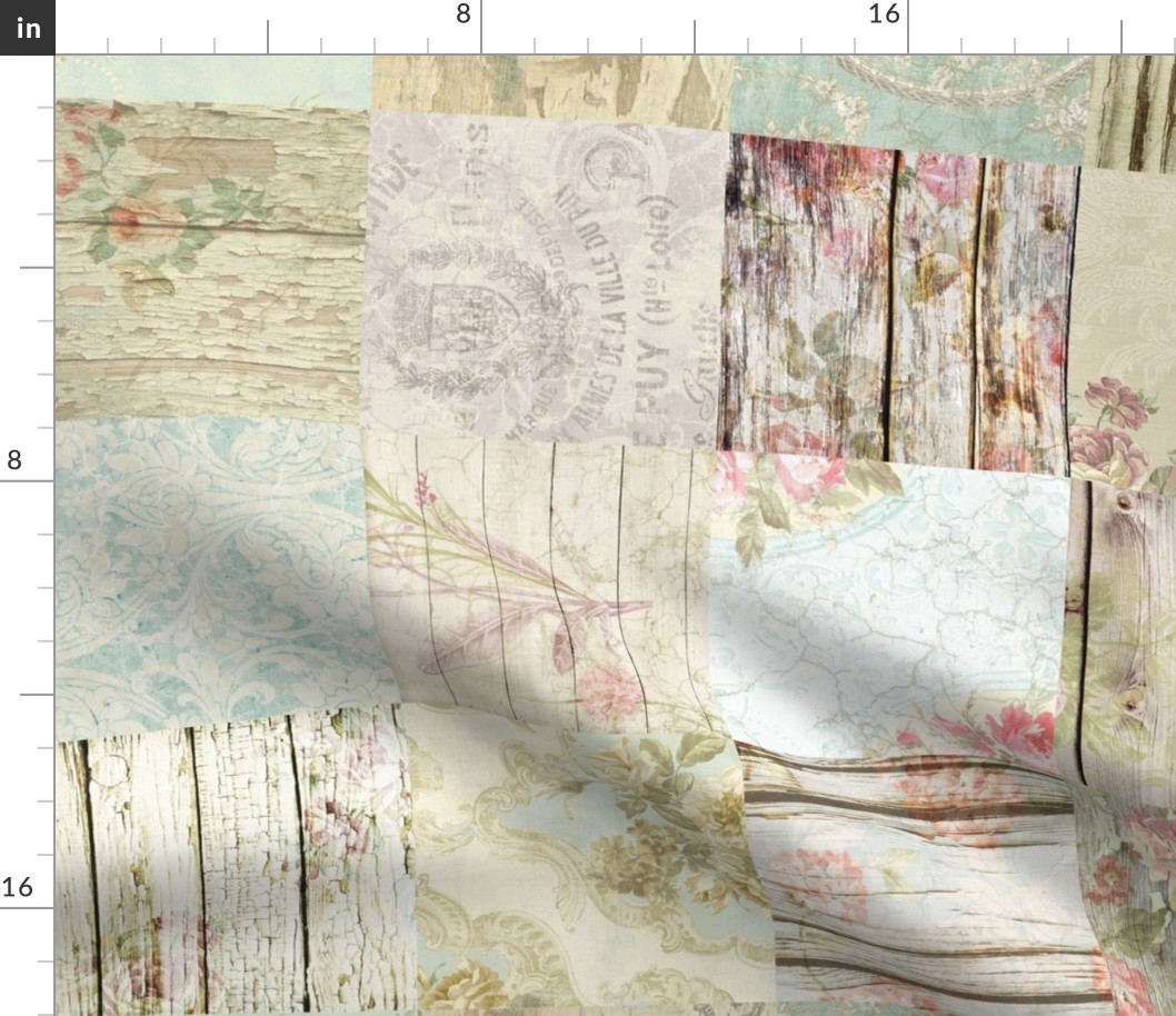 Shabby Floral Wholecloth quilt rotated