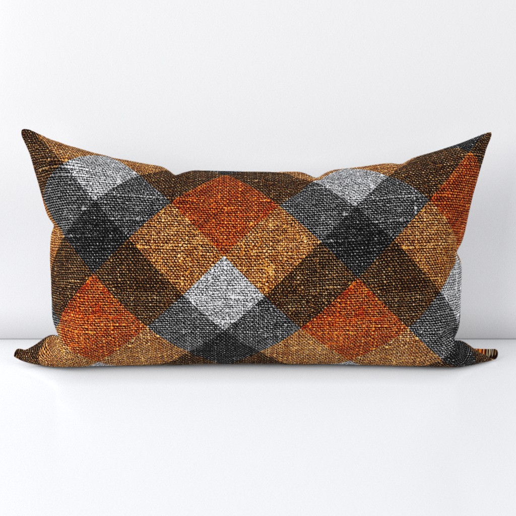 Fall Textured Plaid 2 - orange, gold, grey  - extra large scale