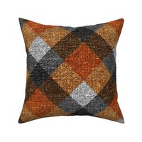 Fall Textured Plaid 2 - orange, gold, grey  - extra large scale