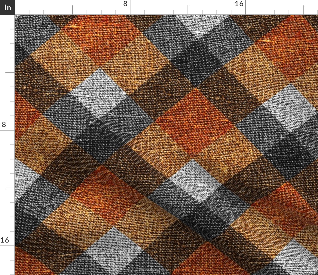 Fall Textured Plaid 2 - orange, gold, grey  - extra large scale
