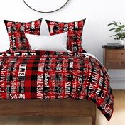 Camping Subway Art Buffalo Plaid Minky Blanket ROTATED 54X36 inches