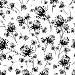 Abstract floral black and white print