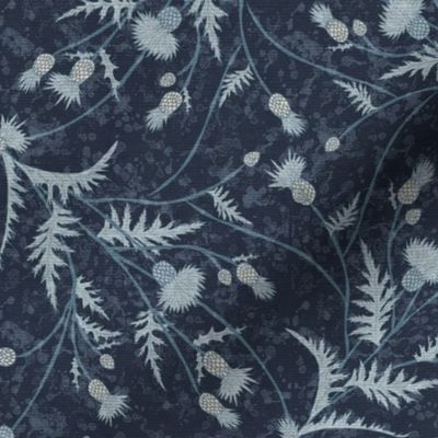 Bella Nora Blue thistle climbing vines pattern